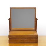 In the manner of Heals oak, dressing table mirror, the base fitted with a drawer, 1930s, unmarked,