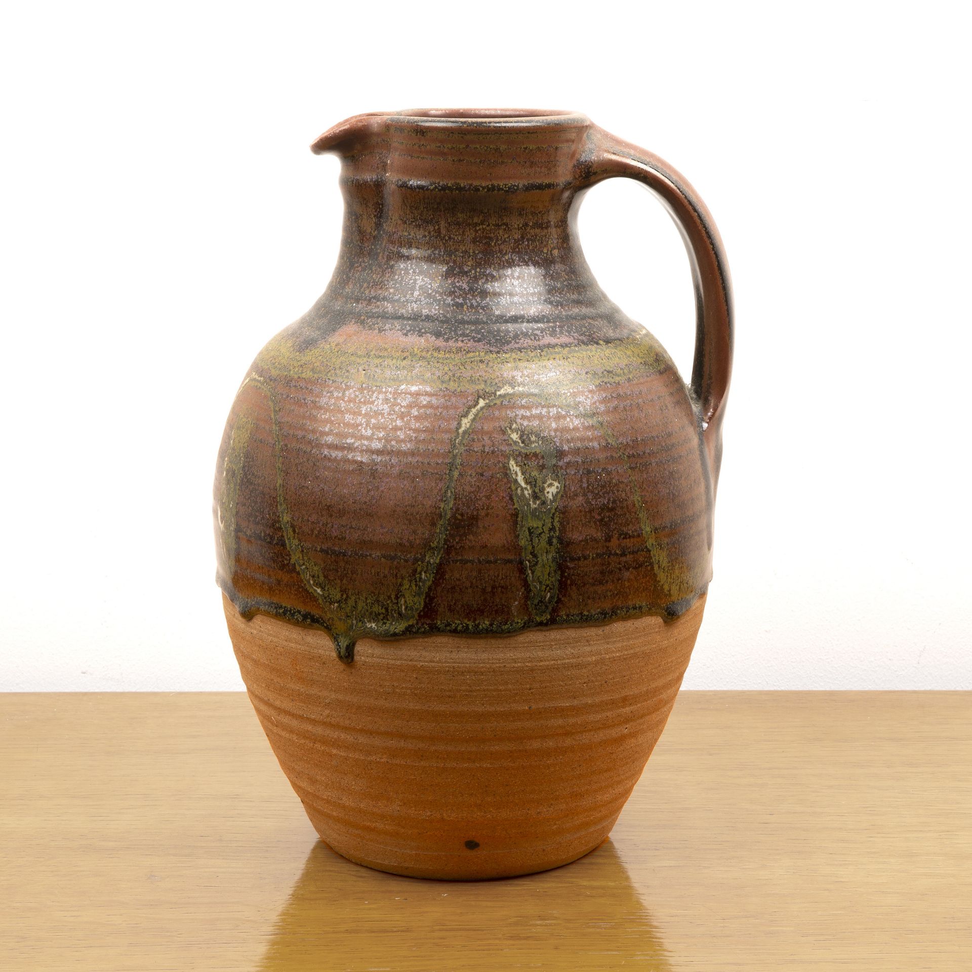 Winchcombe Pottery woodfired stoneware, large jug, with iron glaze top section, unsigned, 34cm - Bild 2 aus 3