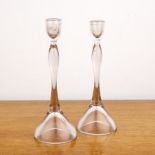 Attributed to Vicke Lindstrand (1904-1983) for Kosta Boda pair of glass candlesticks, with