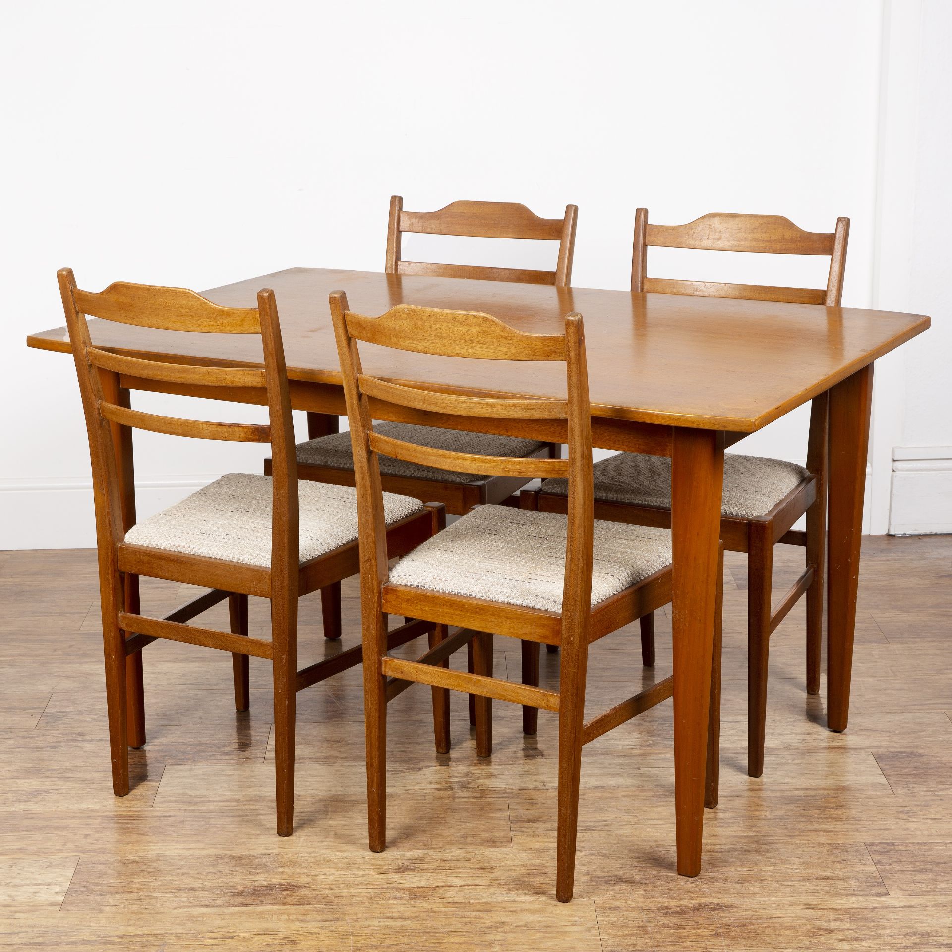 Gordon Russell of Broadway teak dining table and set of four chairs, the table with an applied label - Image 2 of 7