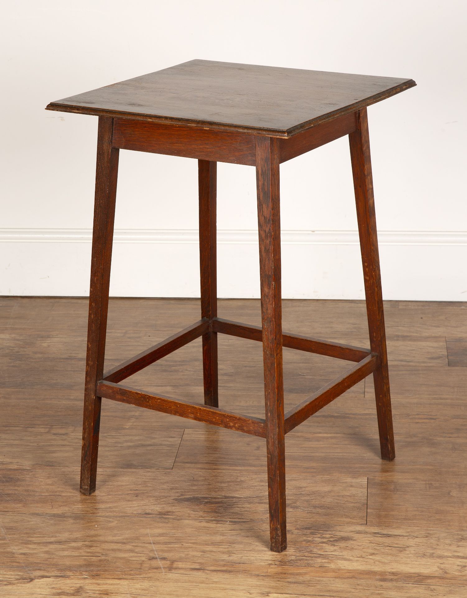 In the manner of Heals oak, square topped side table, 45.5cm wide x 71cm high Overall wear, marks - Bild 3 aus 4