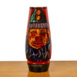 Janet Laird at Poole Pottery 'Delphis' range vase, shape 85, decorated with clown faces, circa 1970,