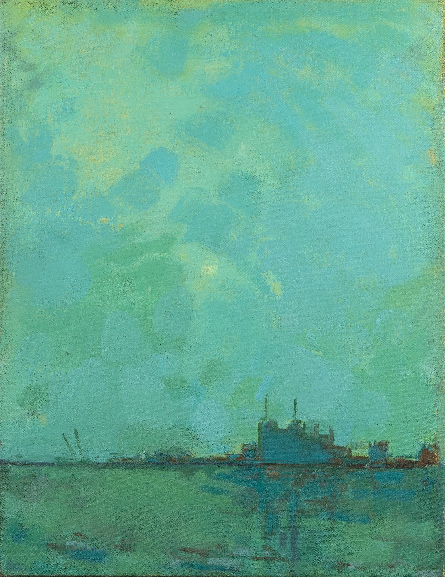 Melanie Essex (American, b.1959) 'Battersea Blue Green', oil on canvas, signed, titled and dated '03