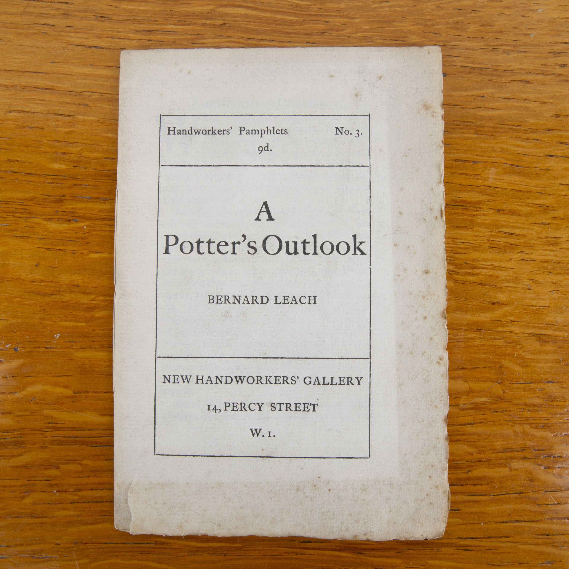 Bernard Leach (1887-1979) 'A Potter's Outlook', pamphlet, printed at St. Dominic's Press, Ditchling,