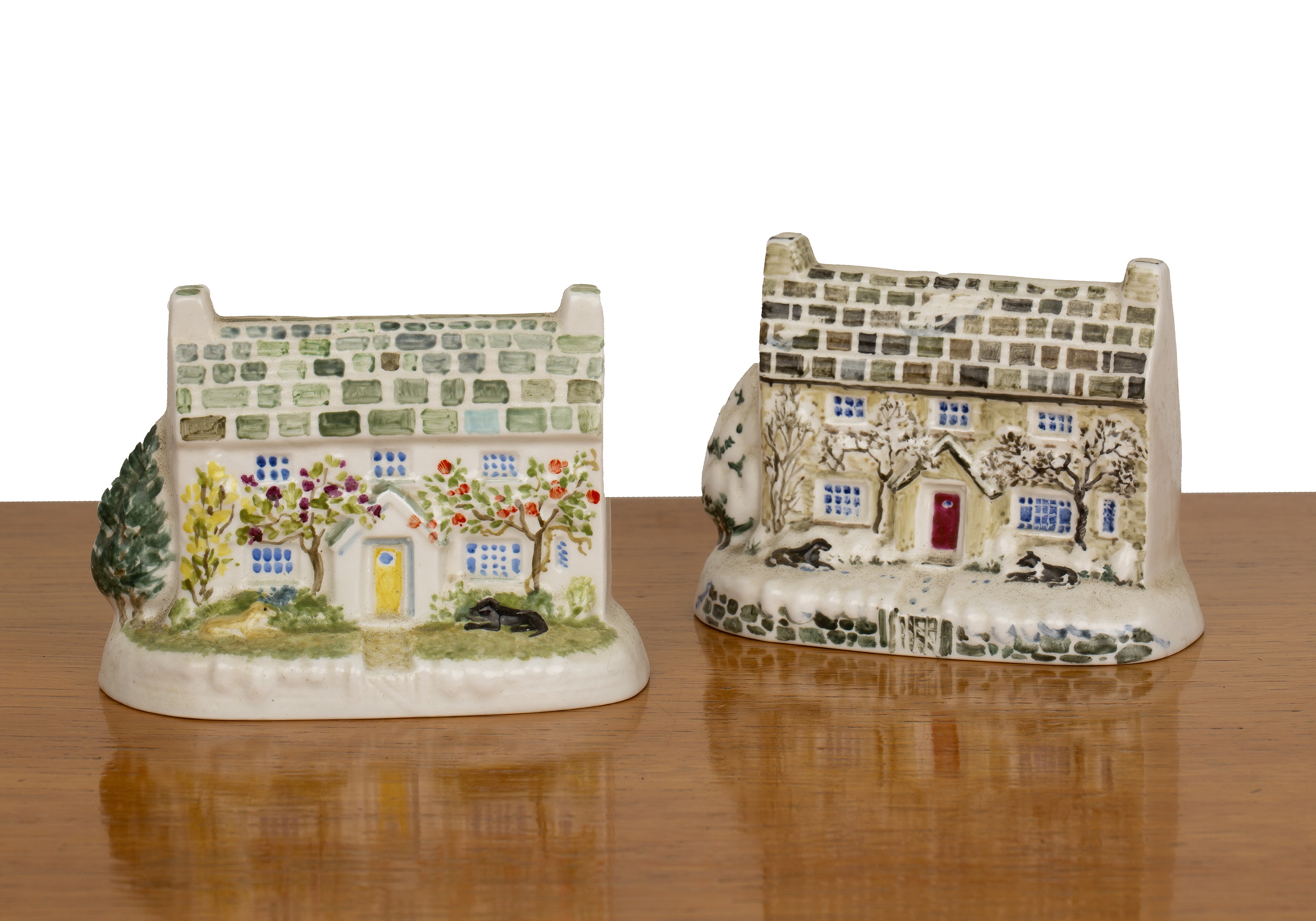 Judith da Fano (1919–2000) 'Summer at Poolgarth' and 'Winter at Poolgarth', ceramic models with