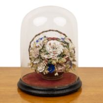 Sailors sweetheart or valentine Victorian or later, depicting a basket of flowers, woven basket with