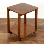 Art Deco rosewood, trolley or table, with shaped legs, standing on castors, stamped to the base '