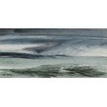 Gwilym John Blockley (1921-2002) 'Grey seas', watercolour, signed lower left, 13.5cm x 29cm