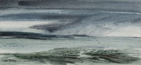 Gwilym John Blockley (1921-2002) 'Grey seas', watercolour, signed lower left, 13.5cm x 29cm