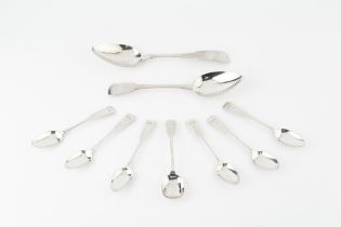 A set of six George III Scottish provincial silver fiddle pattern teaspoons, by William Constable,