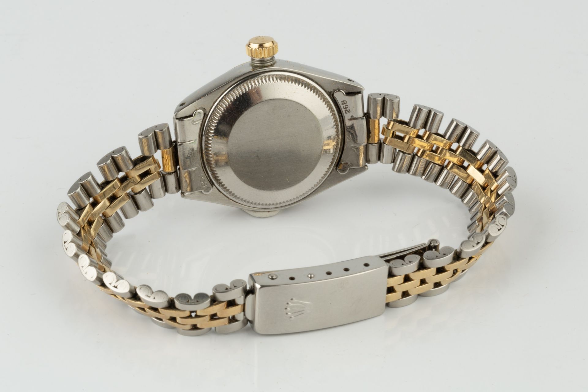 A Rolex Oyster Perpetual Date lady's wristwatch, the gilt dial with applied baton markers, centre - Image 2 of 3