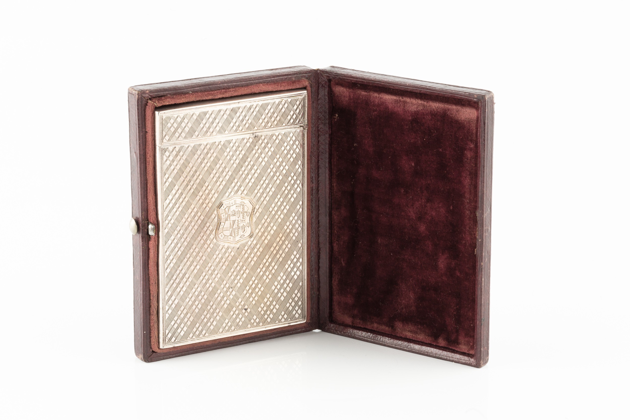 A William IV Scottish silver card case, of rectangular form, engraved with a tartan design, the