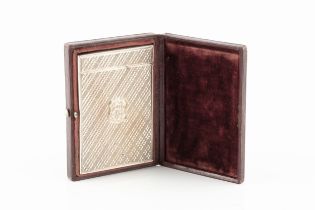 A William IV Scottish silver card case, of rectangular form, engraved with a tartan design, the