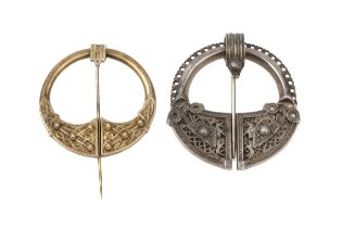 A Victorian Irish Tara brooch, pierce-decorated with formal Celtic designs, the back stamped