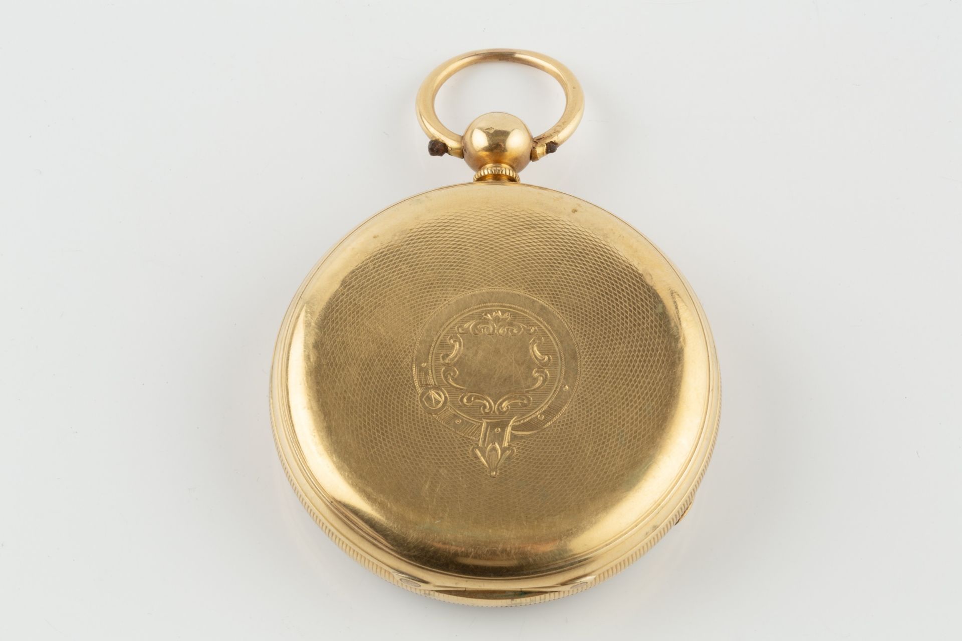 A Victorian 18ct gold open face pocket watch, the engine turned and engraved dial with subsidiary - Bild 2 aus 4