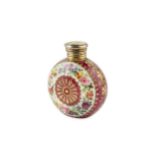 A late 19th century French porcelain scent bottle, of rounded moon flask form, painted to both sides