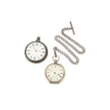 A George III silver pair cased pocket watch, having white enamel dial with roman numerals, the