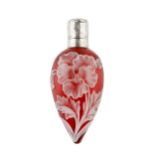 A Victorian Stourbridge cameo glass scent bottle, in the manner of Thomas Webb, the teardrop