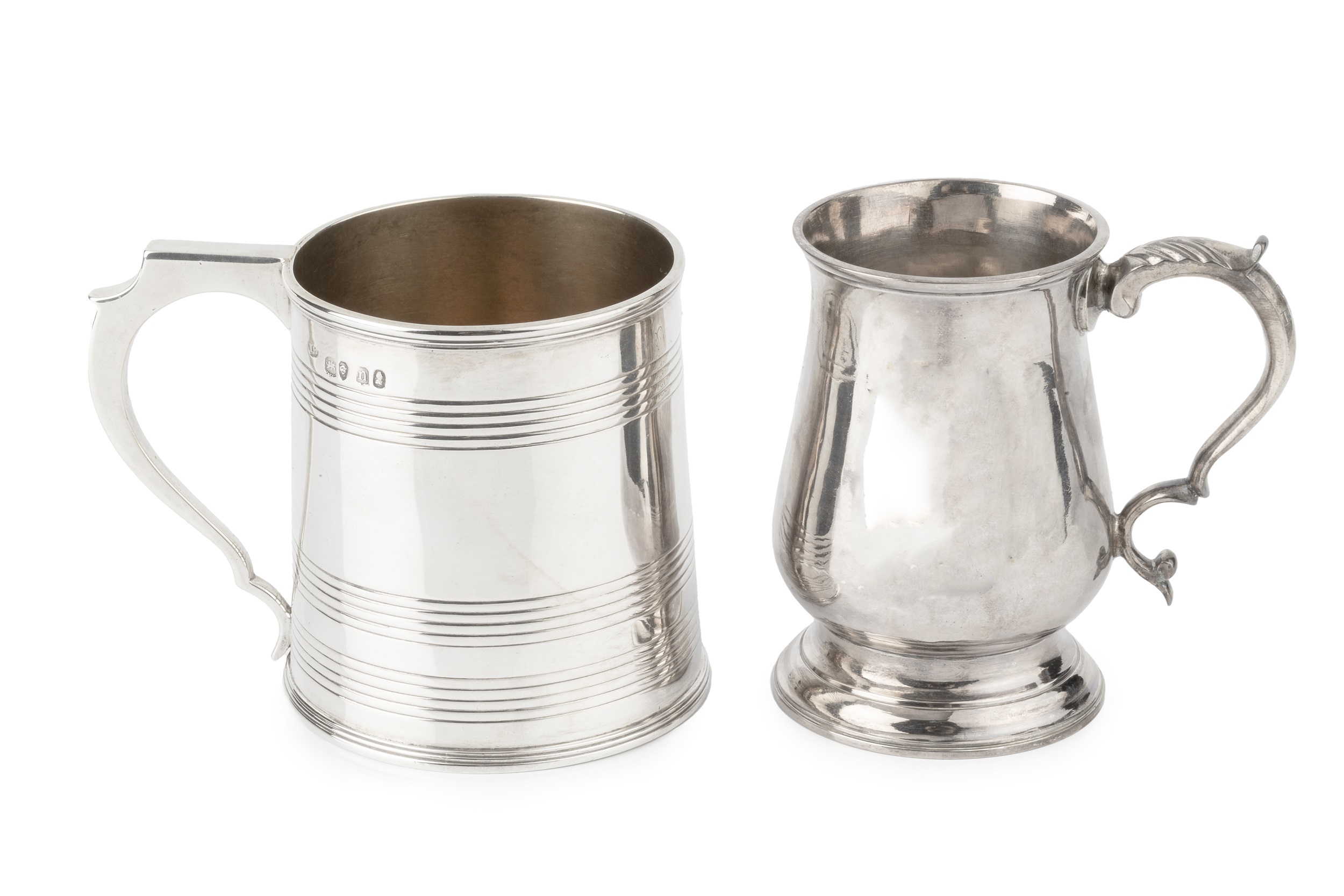 A George IV silver christening mug, the tapered body with bands of reeded decoration by James