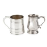 A George IV silver christening mug, the tapered body with bands of reeded decoration by James