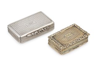 A George IV silver gilt rectangular vinaigrette, with foliate cast border, engraved decoration,