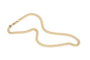 A 9ct gold curb link necklace, composed of angular double links, the clasp stamped 375, 45.5cm