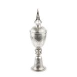 A George V silver Arts & Crafts steeple cup and cover, by Keswick School of Industrial Arts,