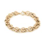 An 18ct gold bracelet, formed of textured double links, the clasp stamped 750, 20cm long approx 13.