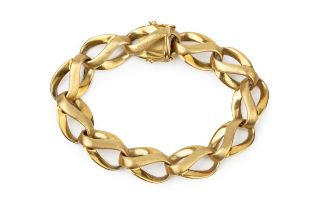 An 18ct yellow gold bracelet, composed of oval twist curb links, the clasps stamped 750, 20cm