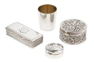 An early Victorian silver rectangular snuff box, with engraved decoration and foliate cast