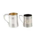A George III silver christening mug, of slightly tapered form with bands of reeded decoration,