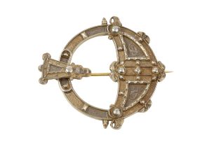 A Victorian Irish Tara brooch, by Waterhouse & Co, Dublin, relief and gilt decorated with Celtic