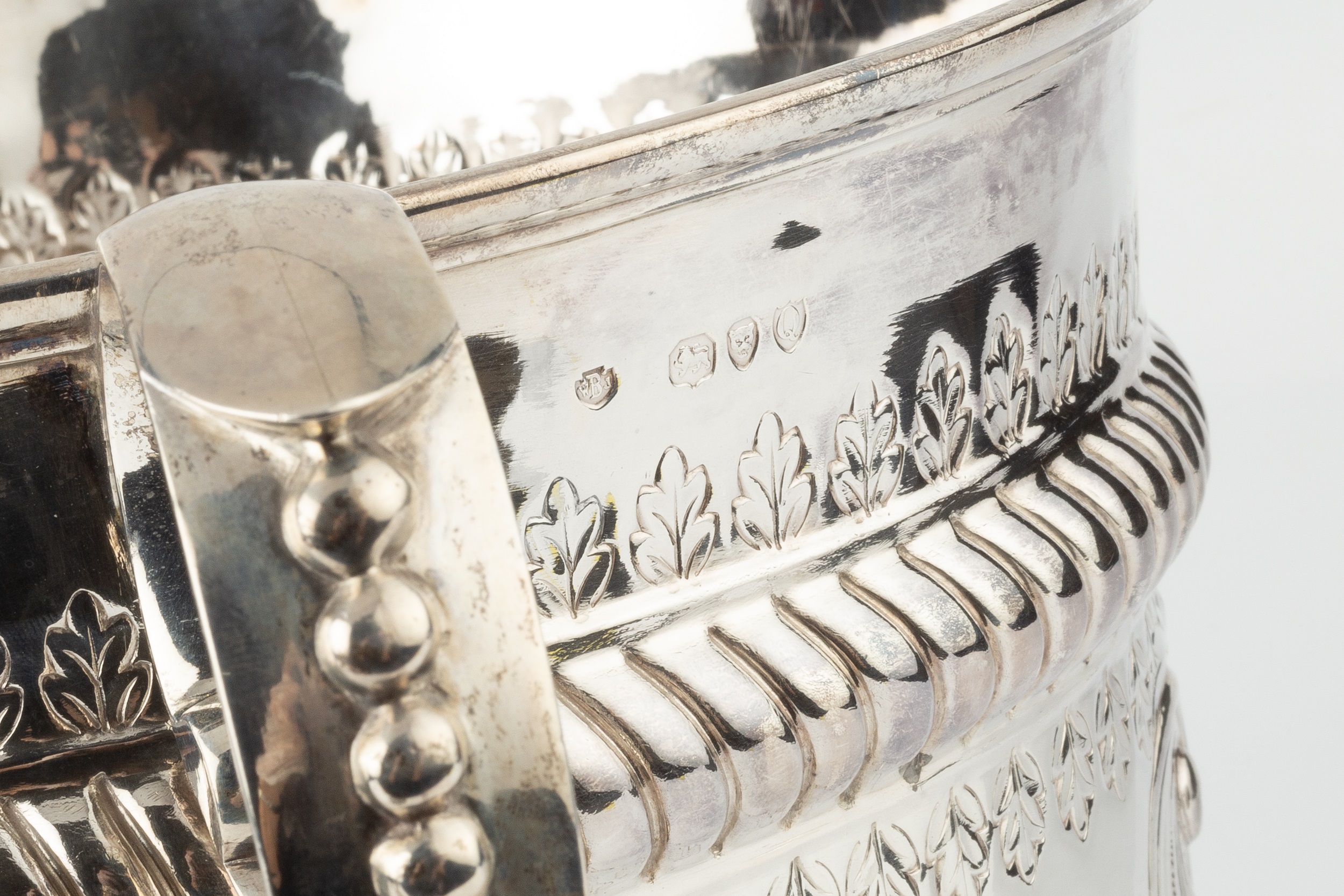 A late Victorian silver twin handled oversized porringer, the girdled body with spirally lobed lower - Image 4 of 4