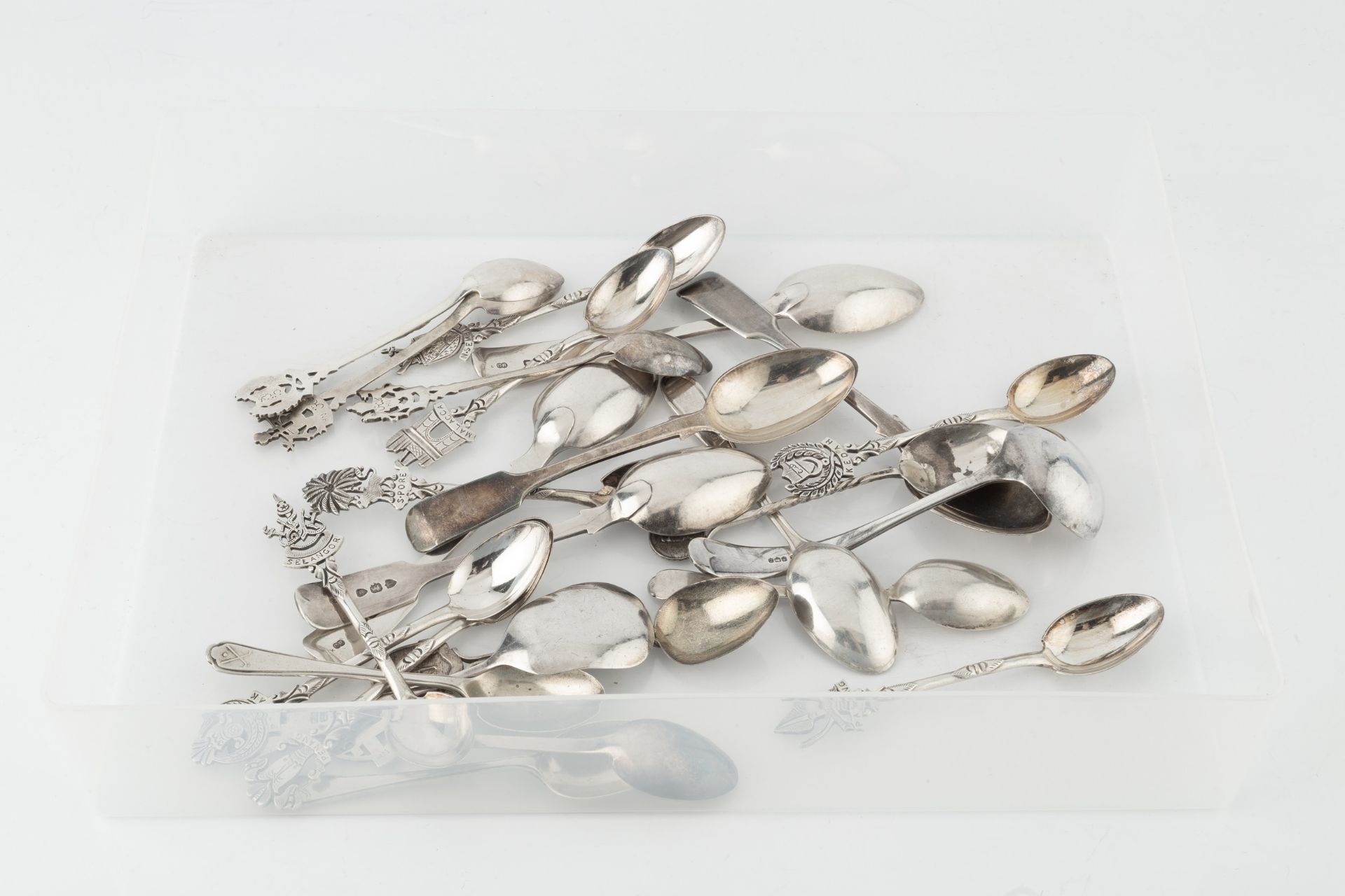 A collection of 19th century silver fiddle pattern flatware, comprising two gravy spoons, three - Image 2 of 2