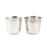 Two 18th century French silver beakers, one with maker's initials B.C, Tours circa 1785,