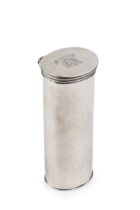 A William IV silver nutmeg grater, of oval section, with hinged reeded cover and hinged grater cover