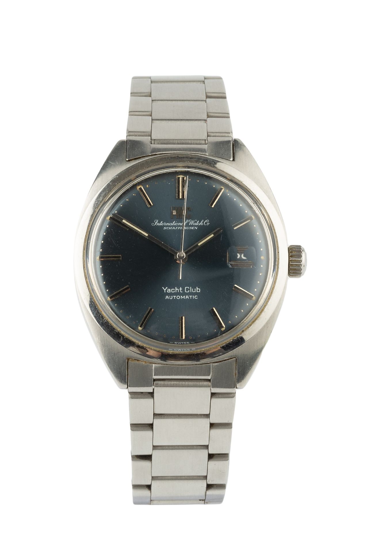 A gentleman's steel IWC Yacht Club automatic wristwatch, the signed circular blued dial with baton