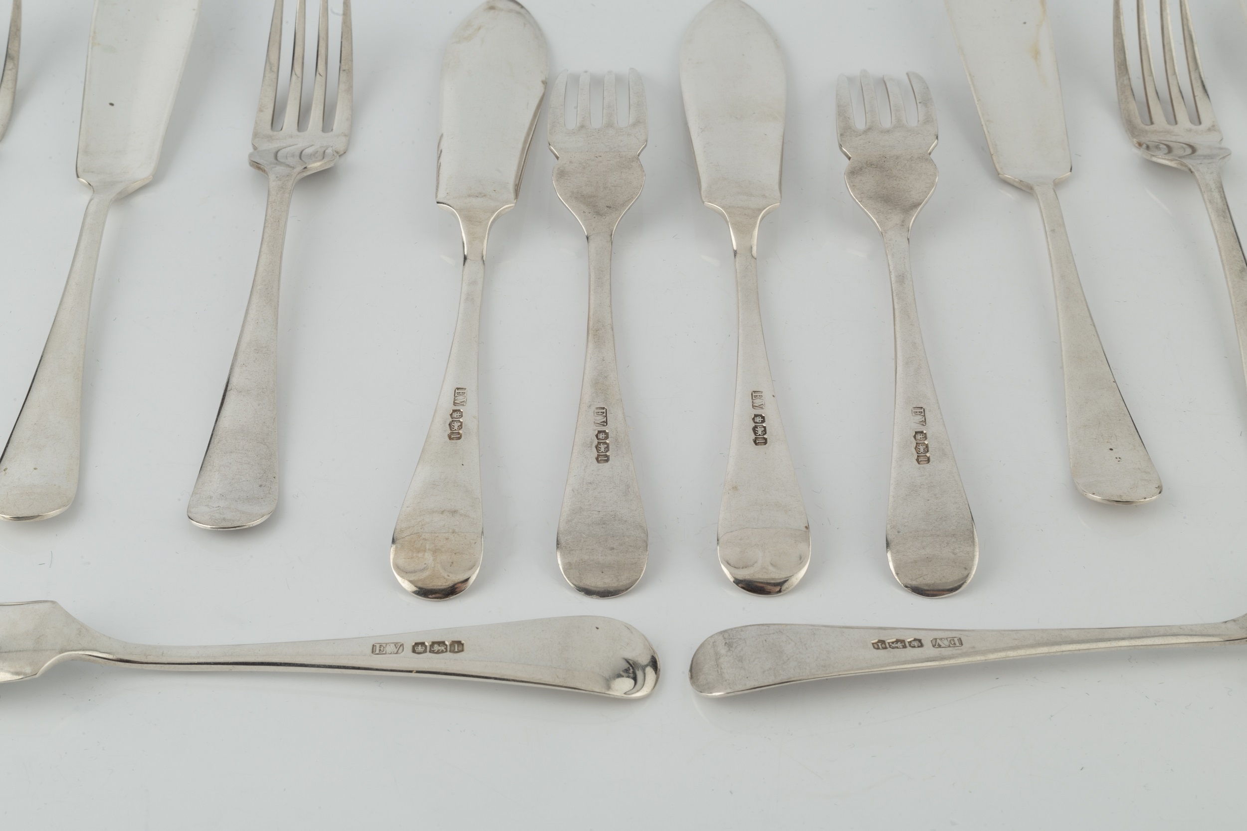 A set of six George V silver old English pattern fish knives and forks, by Viner's, Sheffield - Image 2 of 2