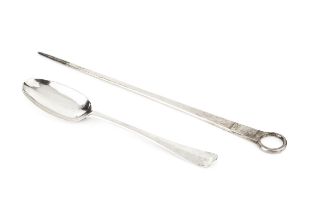 A George II silver Hanoverian rat-tail pattern table spoon, by Edward Hall, London 1727, and a