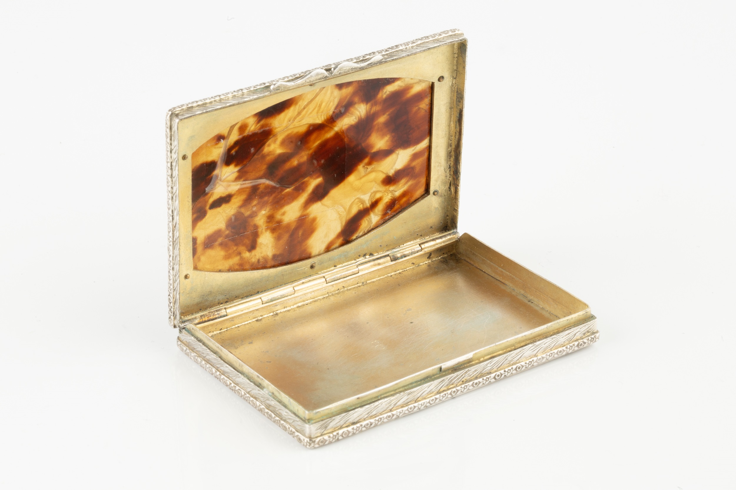 A Continental silver, tortoiseshell and malachite mounted box, of rectangular form, the hinged cover - Image 3 of 3