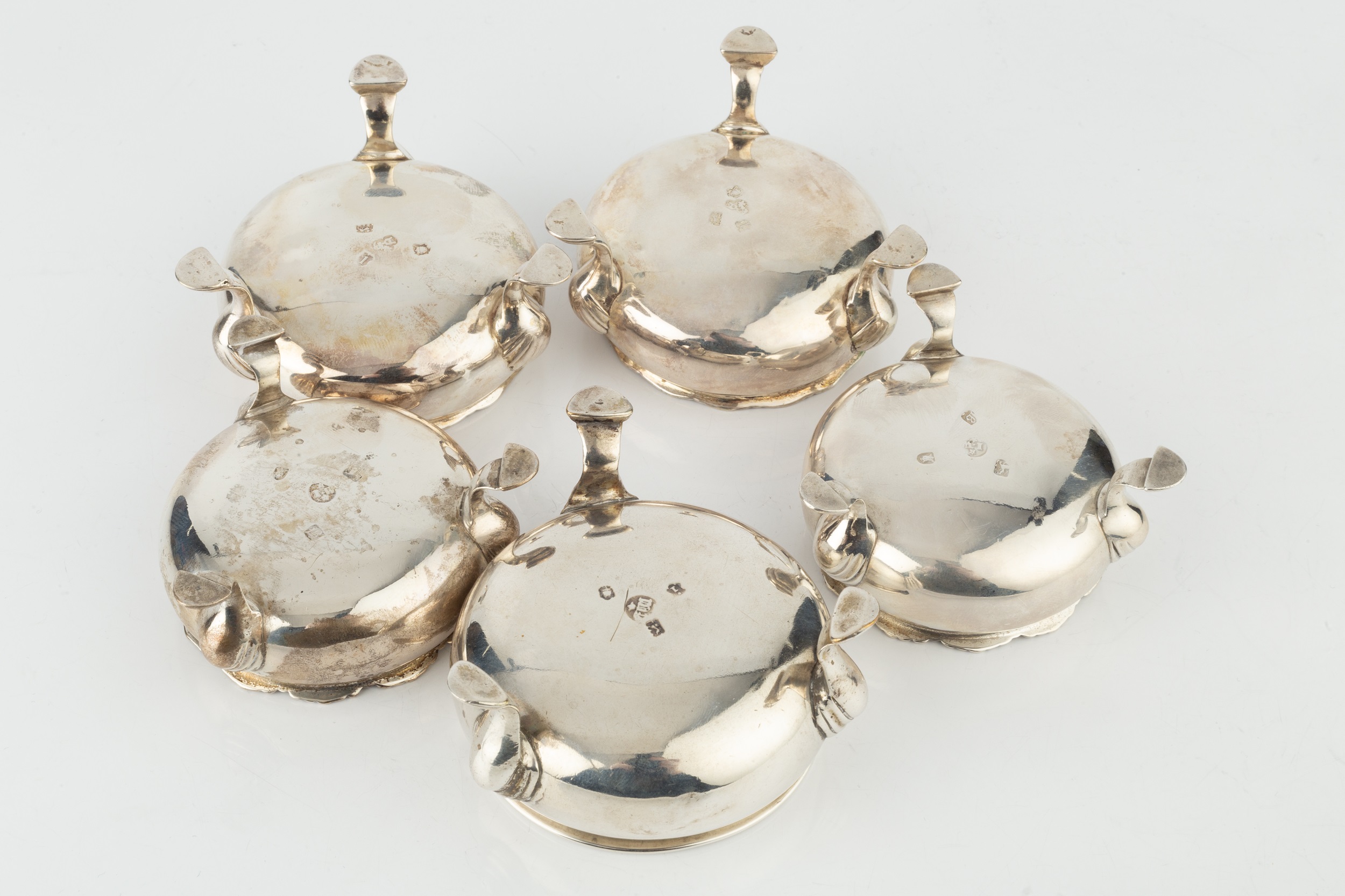 A pair of George II silver circular salts, on stepped pad feet by David Hennell I, London 1746, - Image 2 of 2