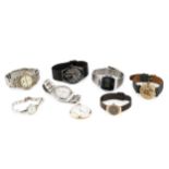 A collection of watches, comprising a Skagen of Denmark ladies rose-tone wristwatch, in box, a