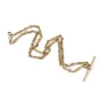 A 9ct gold fancy link Albert chain, with T-bar, stamped 375, 46cm long approx 20.8g In good