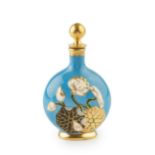 A late Victorian Coalport porcelain scent bottle and stopper, of moon flask form, relief