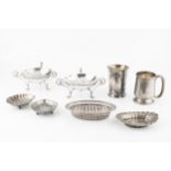 A collection of silver, comprising a christening mug by Joseph Gloster Ltd, Birmingham 1957, 9.5cm