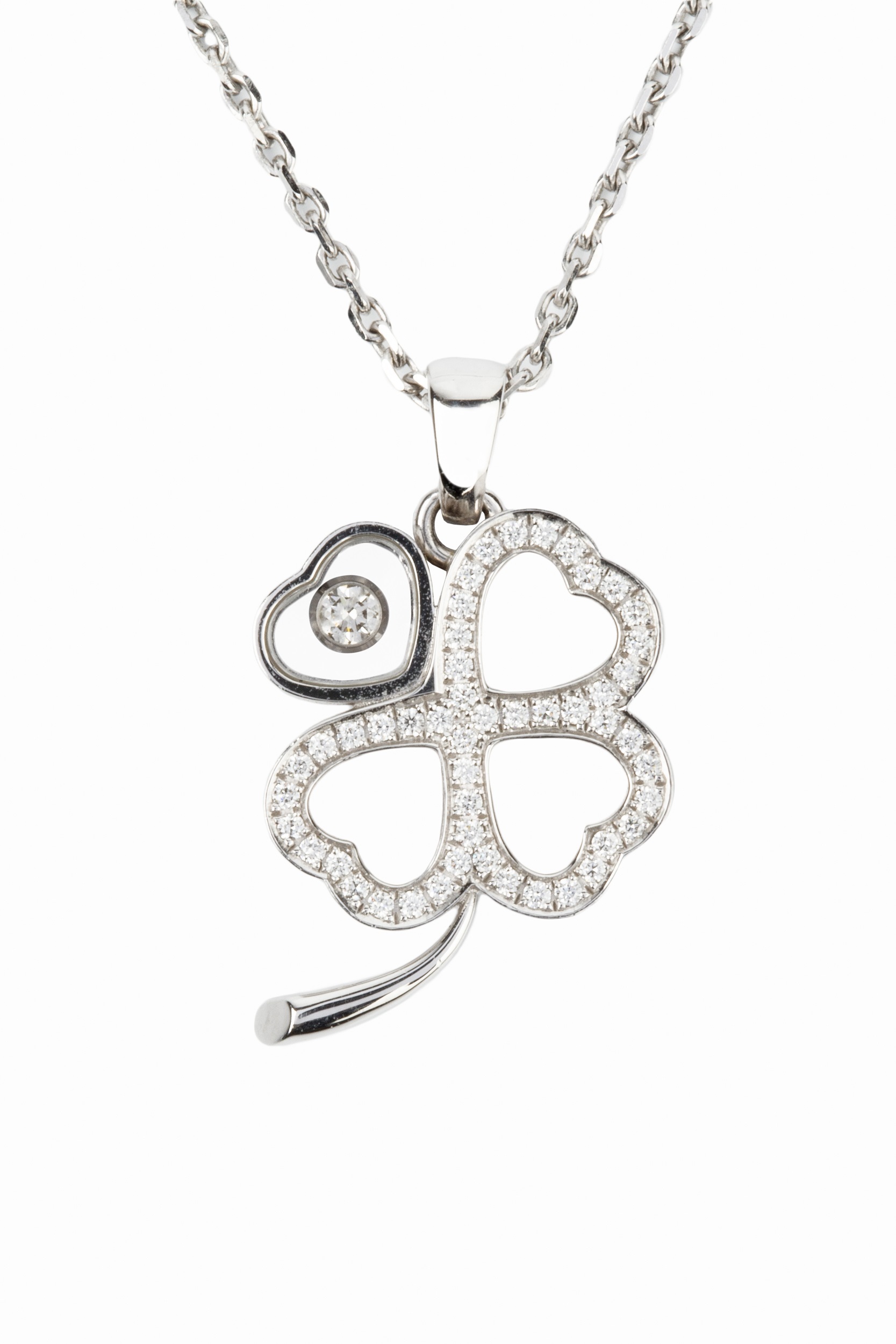 An 18ct white gold and diamond 'Good Luck Charms' necklace by Chopard, in the form of a four - Image 2 of 4