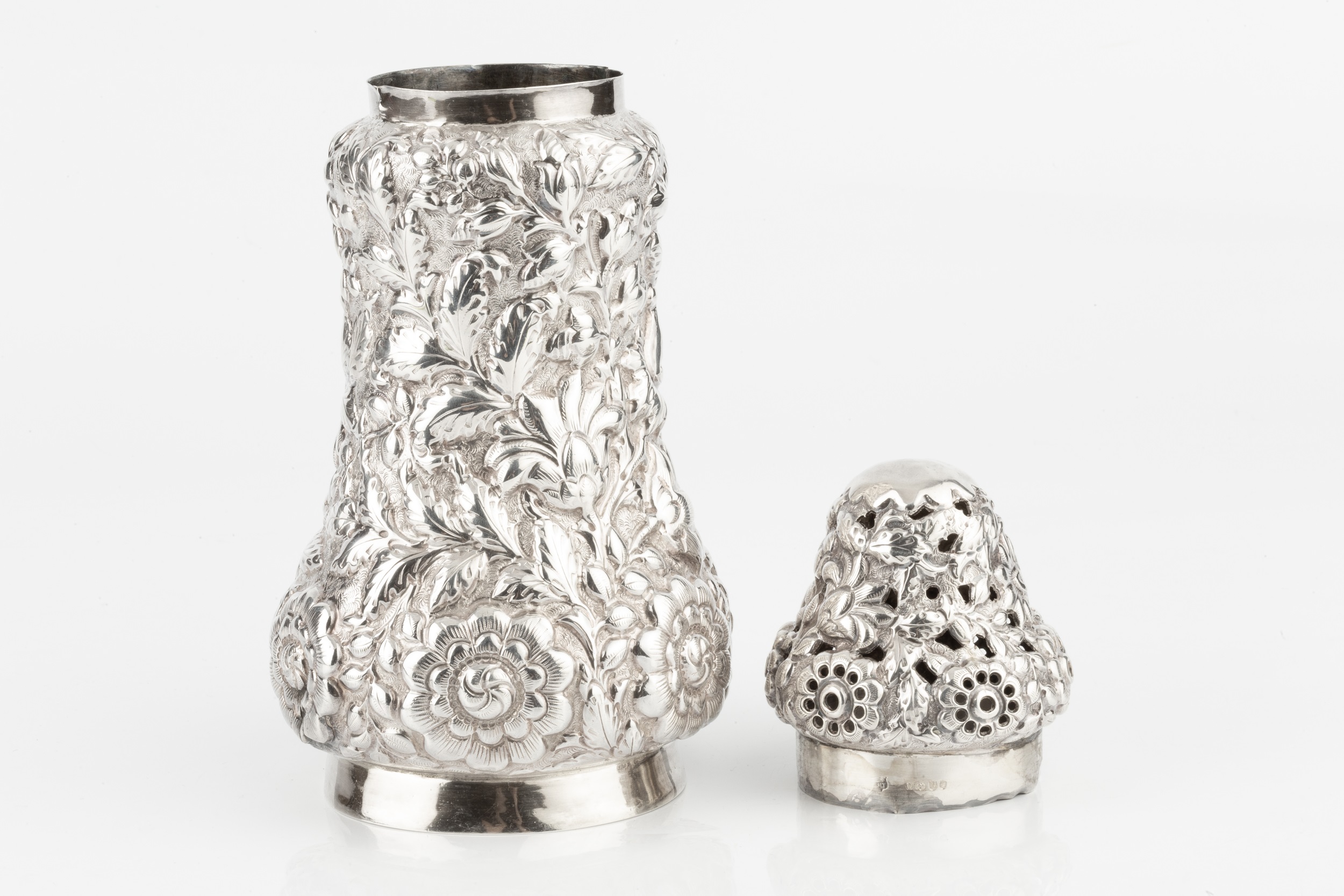 A late Victorian silver large sugar castor, of baluster form with shaped domed cover, the whole - Image 2 of 3