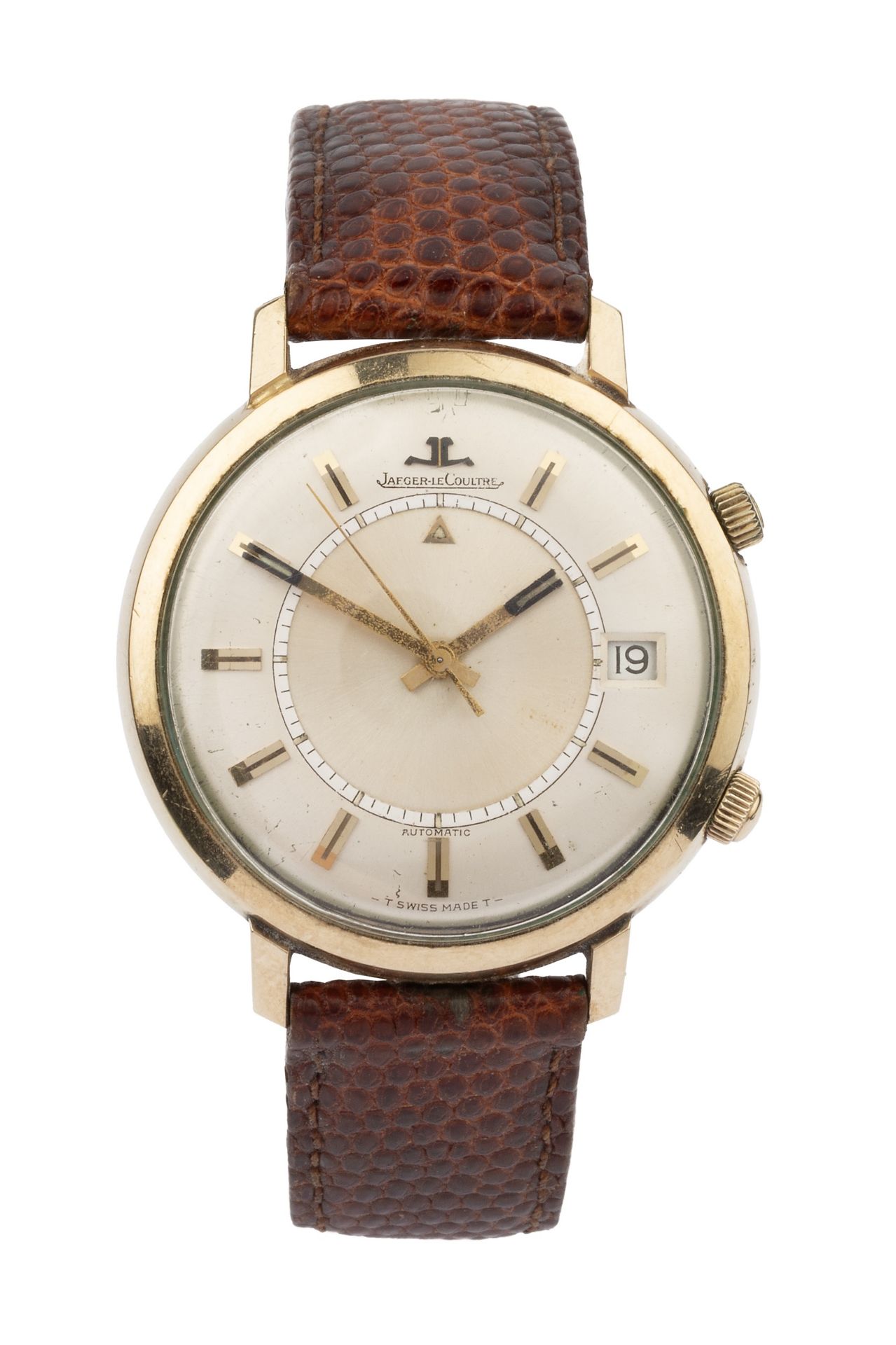 A gentleman's automatic Memovox wristwatch by Jaeger-le-Coultre, the outer dial with enamel filled