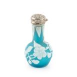 A Victorian Stourbridge cameo glass scent bottle, in the manner of Thomas Webb, the turquoise