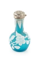 A Victorian Stourbridge cameo glass scent bottle, in the manner of Thomas Webb, the turquoise